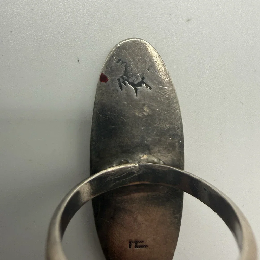Vintage‎ Hopi Sterling Silver Overlay Kokopelli Dancer Ring Signed
